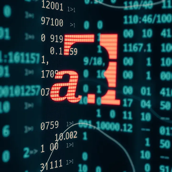 Binary digits representing the letter a in digital code