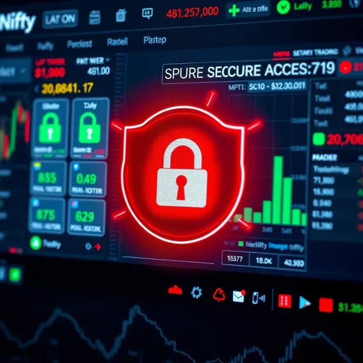 Secure login screen of a trading application emphasizing protection and encryption