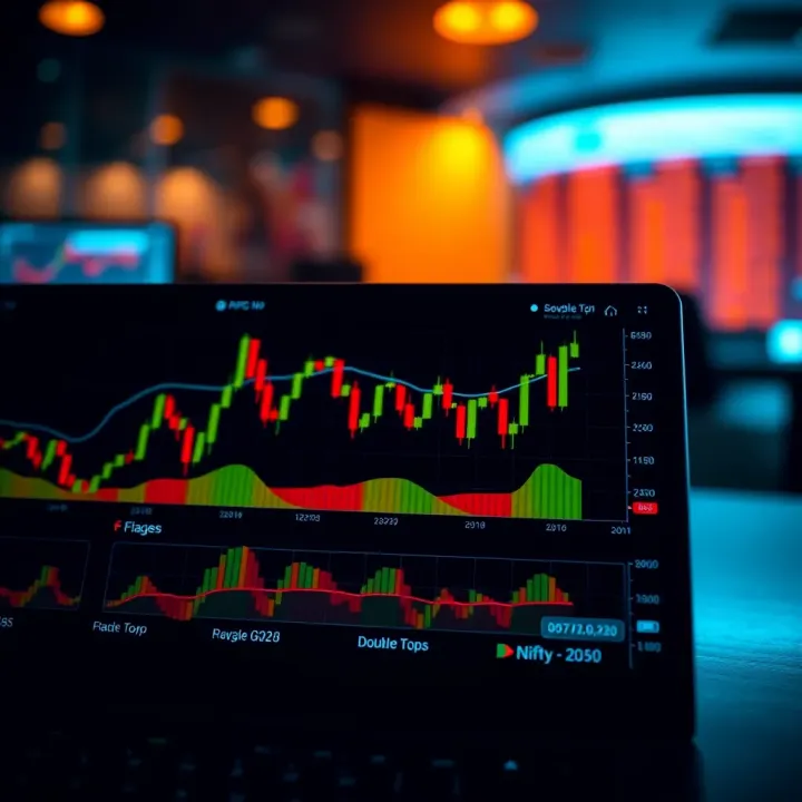 Common Bank Nifty Chart Patterns Explained Illustration of common Bank Nifty chart patterns including head and shoulders, double tops, and flags