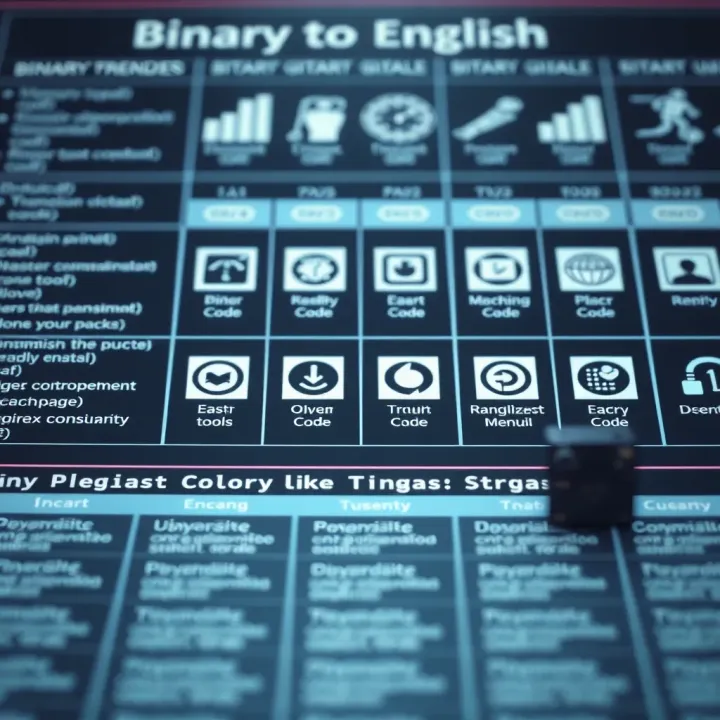 Chart showing common tools and methods used for translating binary code to readable English