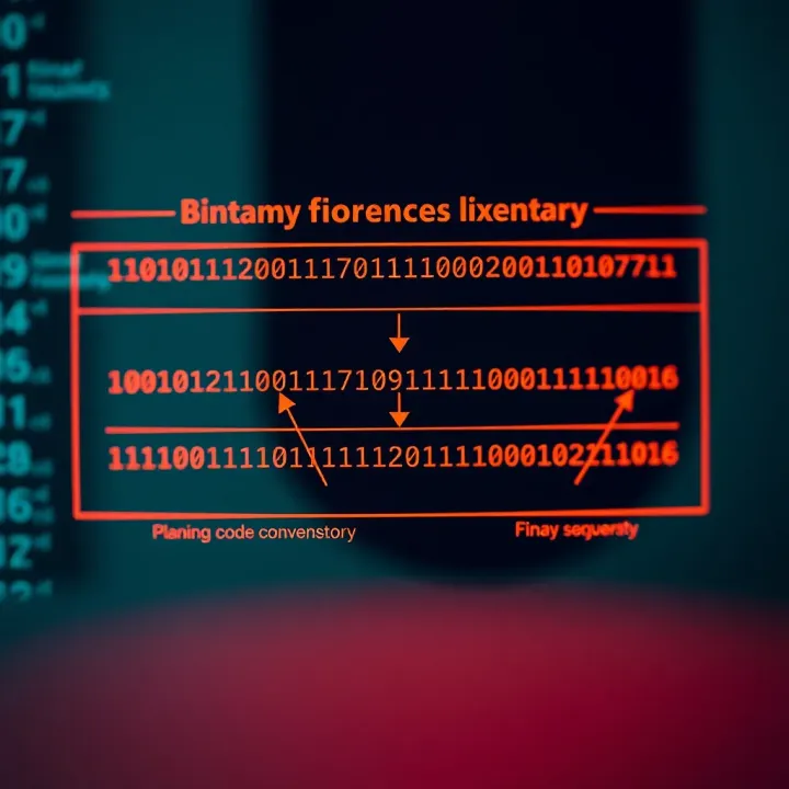 Diagram illustrating the conversion of binary sequences into readable text using a binary code translator