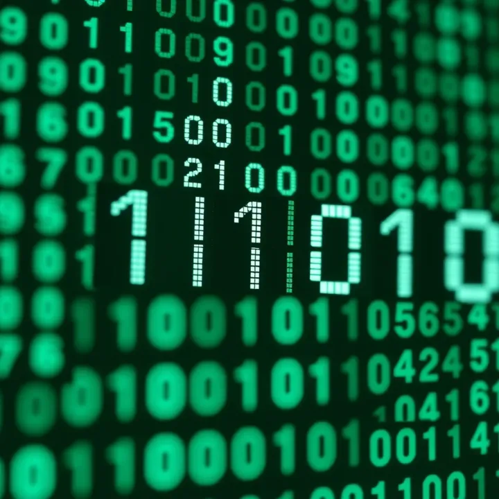 Binary Digits Representing Data and Instructions Diagram illustrating binary digits representing computer data and instructions
