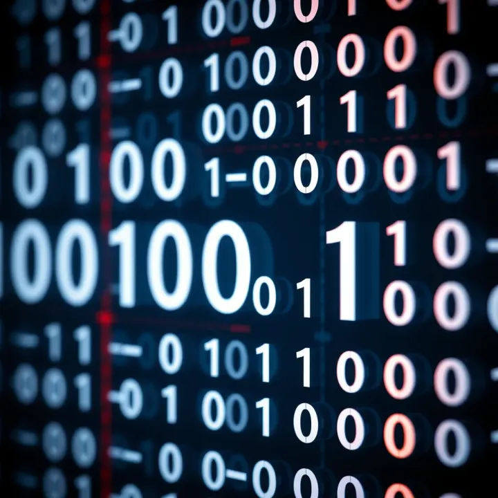 Digital Grid Depicting the Binary System Visual representation of the binary system with zeroes and ones arranged in a digital grid