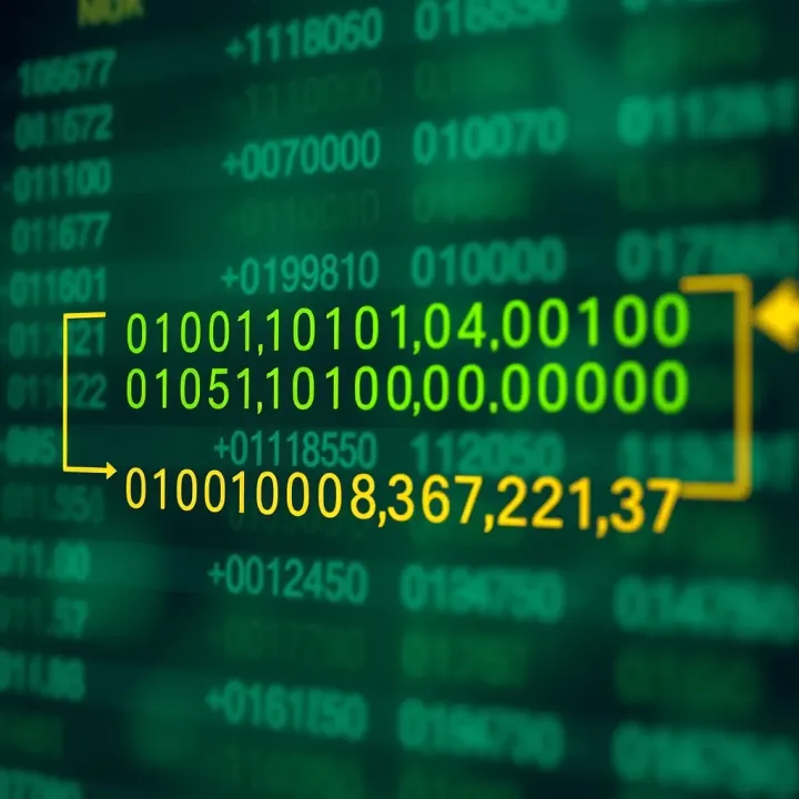 Diagram showing the conversion from binary digits to decimal numbers with place values highlighted