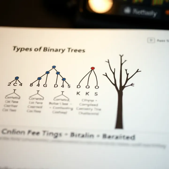 Types of Binary Trees Explained Illustration depicting different types of binary trees including full, complete, and balanced variations