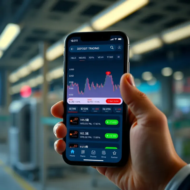 Smartphone displaying a user-friendly trading app interface with stock charts and investment options