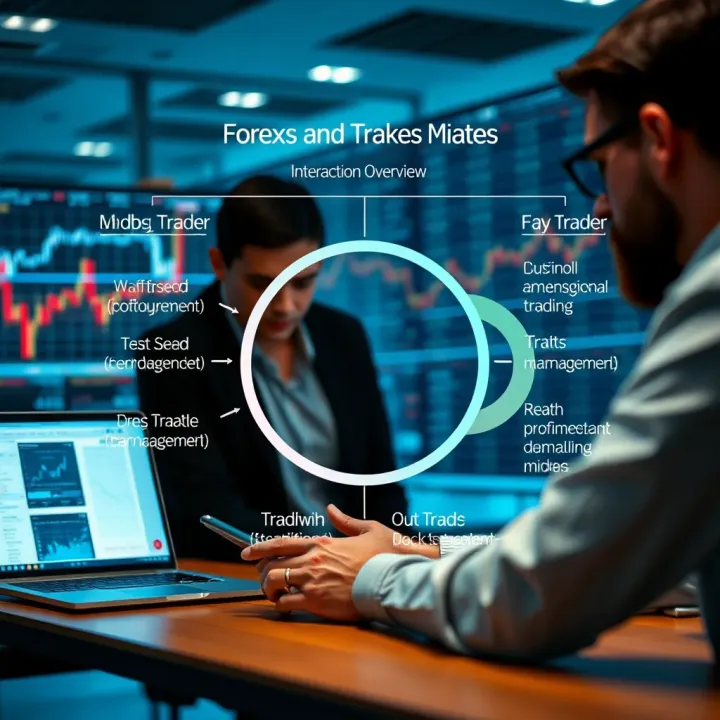 Diagram illustrating the relationship between forex traders and brokers within the trading market