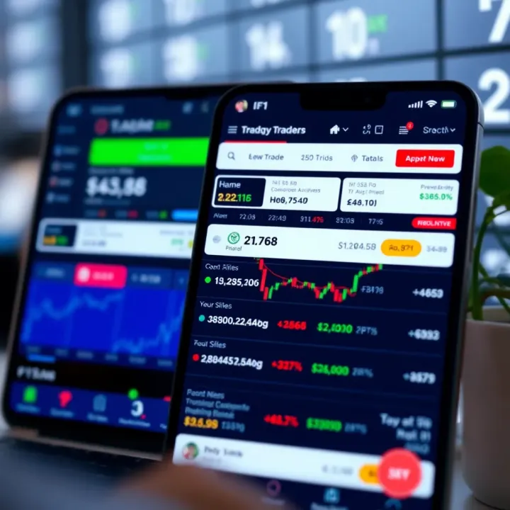 An app interface showing various trading options with low brokerage fees