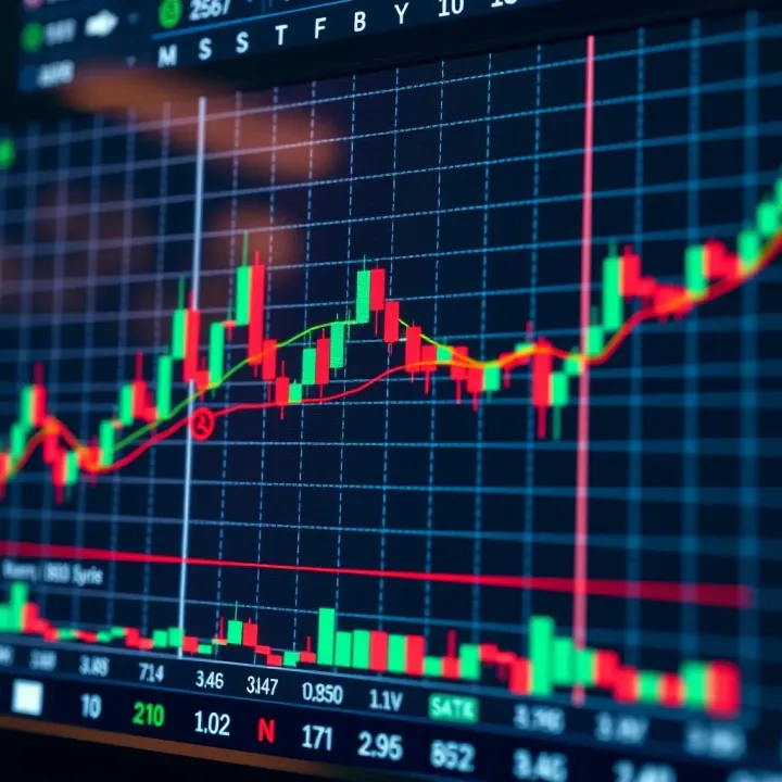 Candlestick live chart displaying bullish and bearish trends with patterns highlighted