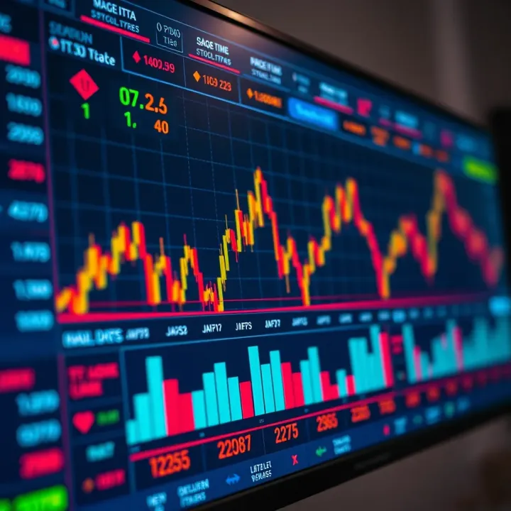Interface of a live trading application displaying real-time stock market data and charts tailored for Indian markets