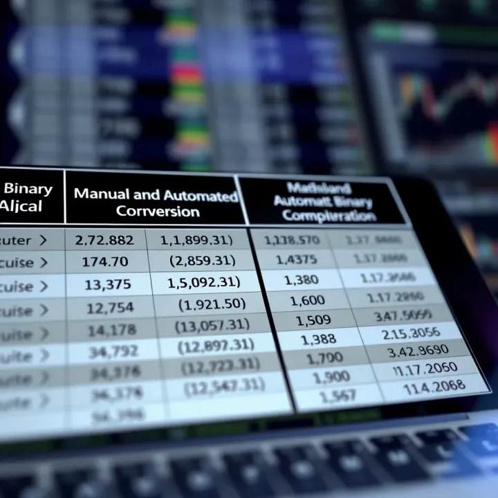 Chart showing comparison of manual and automated techniques for converting decimal to binary