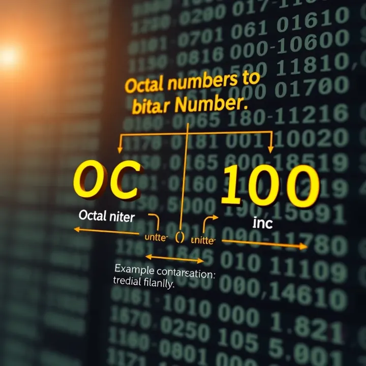 Diagram showing the relationship between octal and binary numeral systems with example conversions