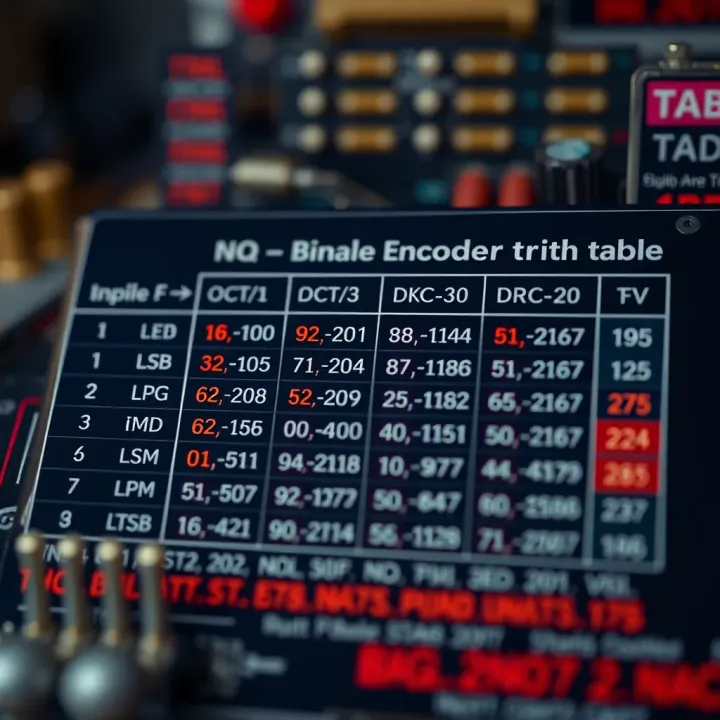Tabular representation of an octal to binary encoder truth table with input and output states