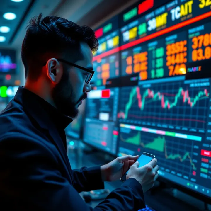 User exploring official trading app interface with charts and market data