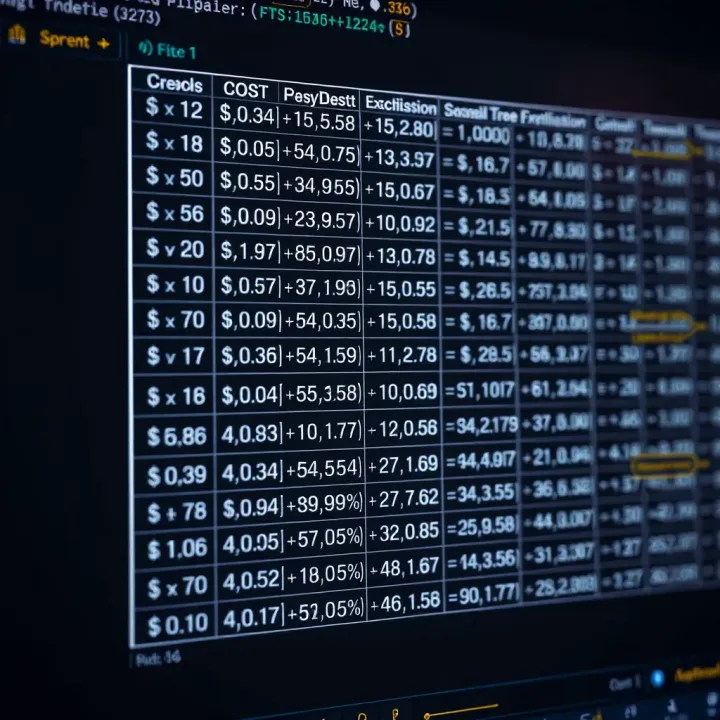 Dynamic programming matrix showing cost calculations for constructing optimal binary search trees