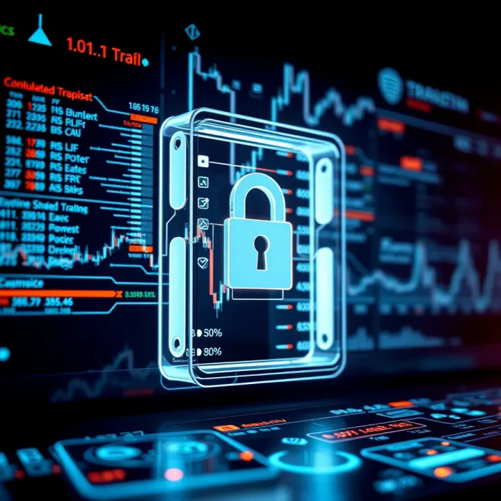 Secure digital environment illustrating encryption and protection measures for online trading apps